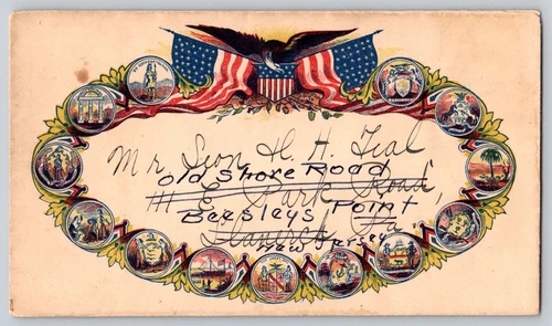 Civil War Patriotic Cover Eagle Flags State Seals Multicolor 1861 Envelope