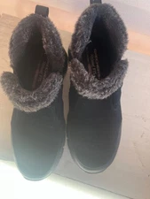 Skechers Boots Womens 8 Easy Going Girl Crush Snow Black Leather Ankle SN48971