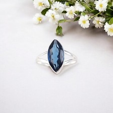 London Blue Topaz Gemstone 925 Stamp Silver Handcrafted Jewelry Ring For Friend