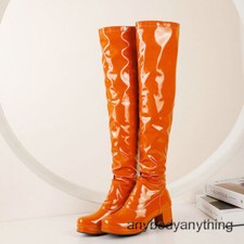 Women's Over The Knee Boots Zipper Halloween Costume Party Patent Leather Shoes