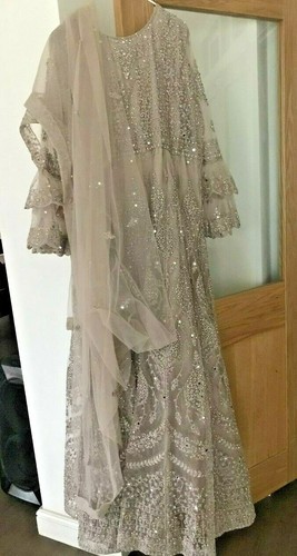 Dress Asian Wedding Party Wear Pakistani Formal Occasion Eid Layered Mirrored - Picture 2 of 12