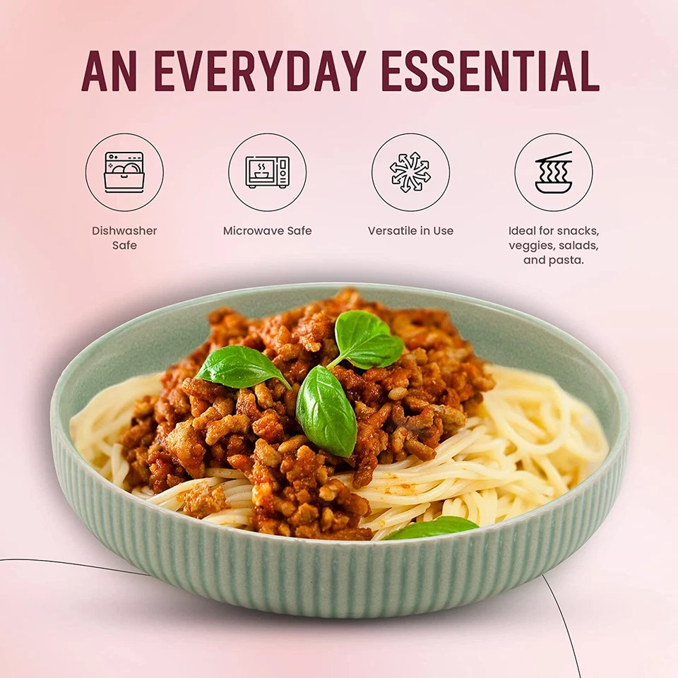 Juego de tazones grandes para pasta American Atelier de 4-40 oz - verde/azul claro/rubor Foto 4 de 4