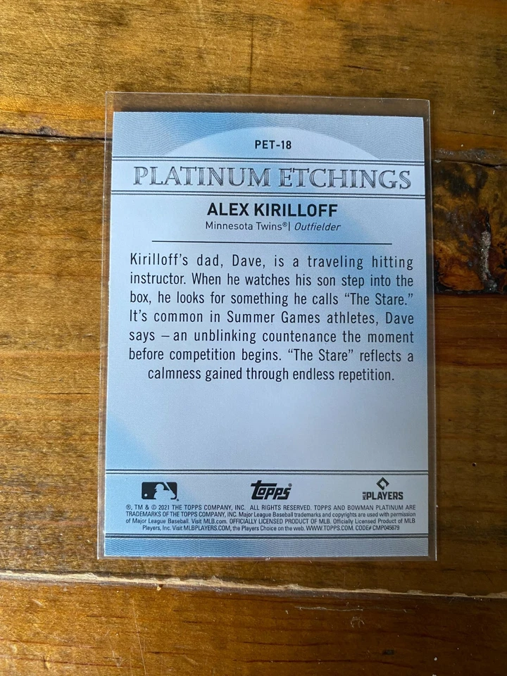 2021 Bowman Platinum Alex Kirilloff Platinum Etchings Rookie Card - Image 2 of 2