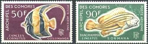 Timbres Poissons Comores PA23/24 ** (72714FA) - cote : 15 € - Foto 1 di 1