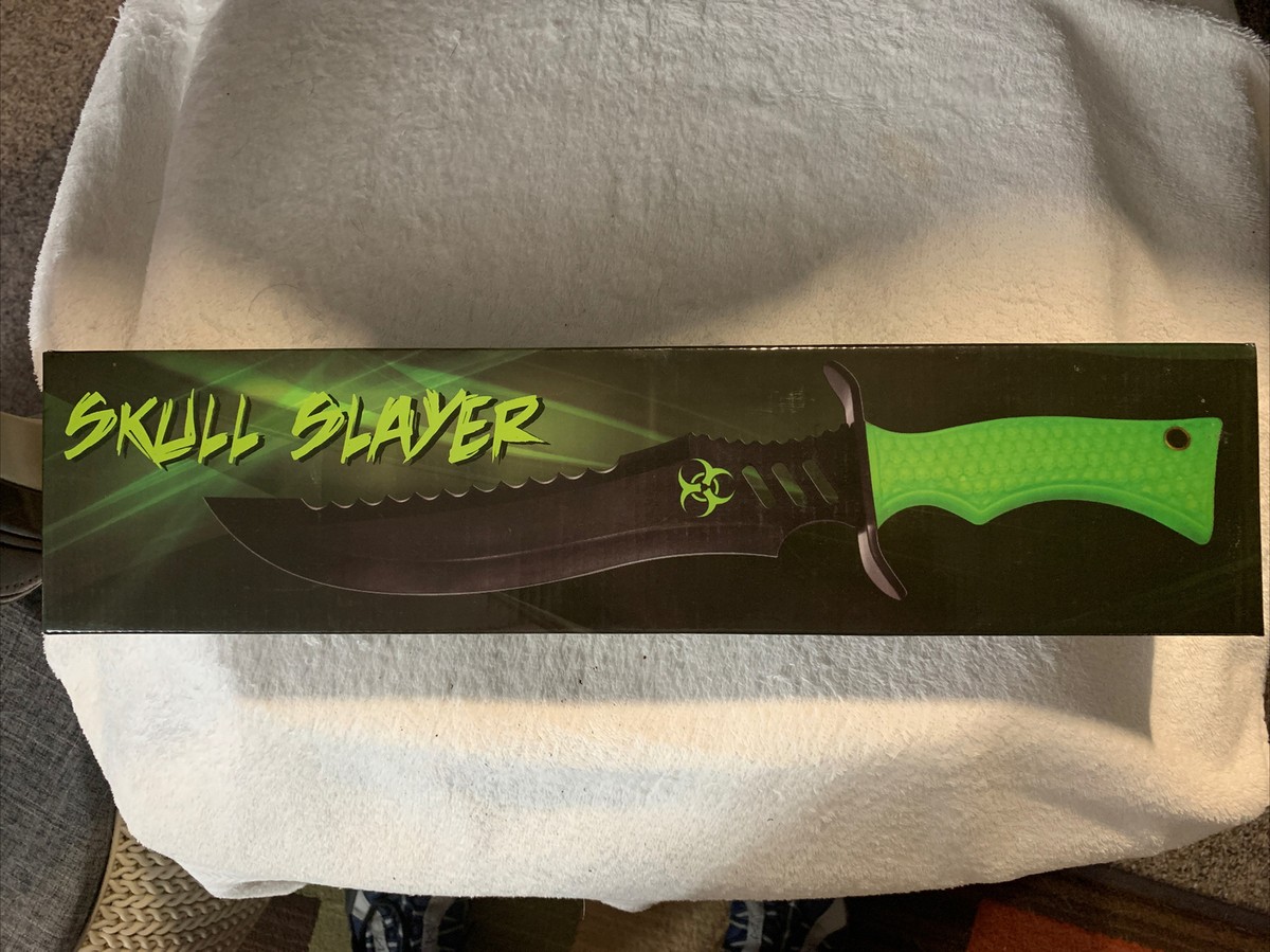 Skull Slayer Bowie Knife 16 1/2” overall. Zombie Executioner Skull Slayer Bowie Knife 16 1/2” overall. Zombie Executioner