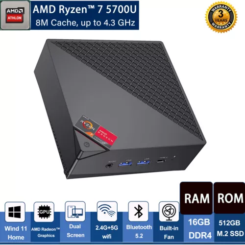 ACEMAGICIAN MINI PC GAMING AMD Ryzen 7 5700U 16 GB 512 GB 4K UHD microcomputer - Foto 8 di 9