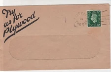 England 1940s Try us for Plywood Slogan Post Early Cancel Stamps Cover Ref 31823