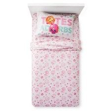 Shopkins Full Size 4 Pc Bedding Sheet Set Totes Adorbs Pink White New Free Ship