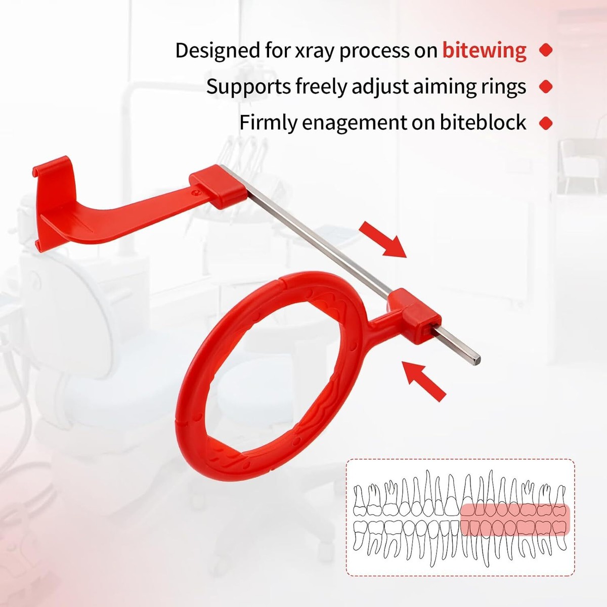 Red Bitewing Xray Apron Complete Bitewing X-ray Aiming Ring Color Coded Rinn XCP ...