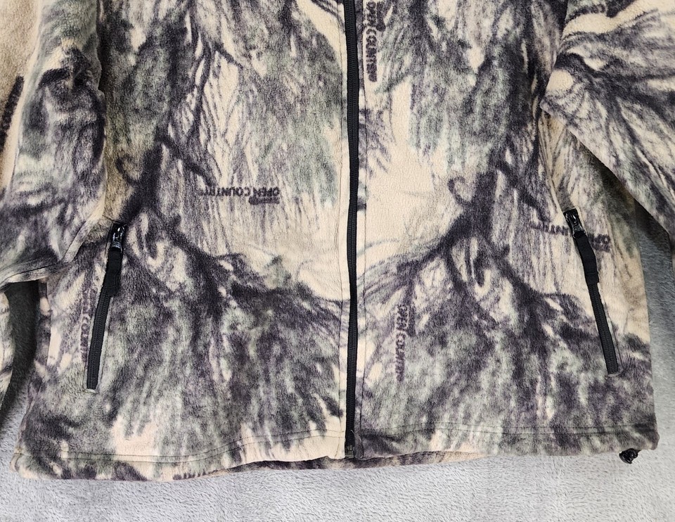Cabelas Jacket Mens XL Open Country Camo Fleece Hunting Full Zip Long