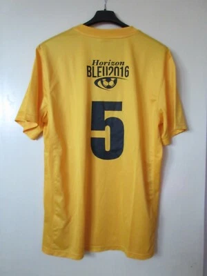Maillot NIKE porté n°5 jaune HORIZON BLEU 2016 Dri-Fit football shirt trikot L - Photo 1/4