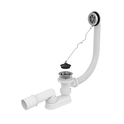 Badewanne Ablauf Ablaufgarnitur Wannenablauf Garnitur Stopfen + Kette Standard
