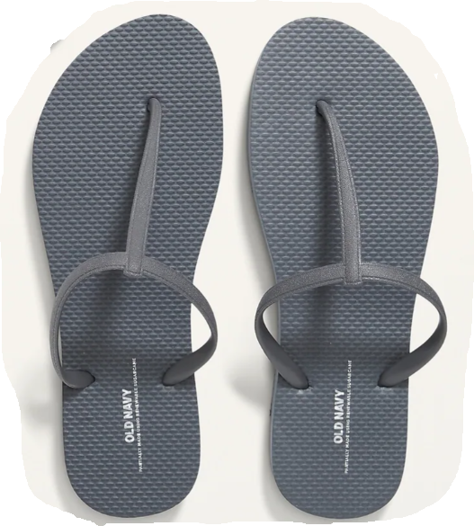 NEW Old Navy Plant-Based T-Strap Flip-Flops Sandals Dark Gray
