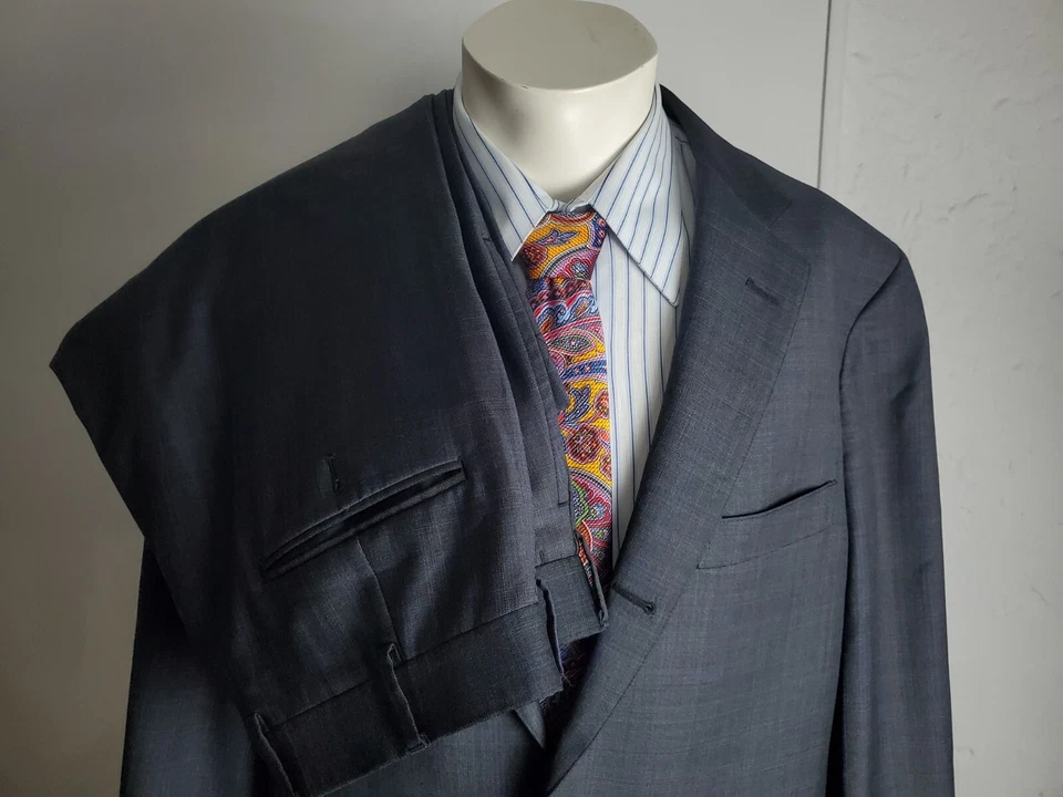 Traje Presidencial J Press Para Hombres 42 Largo Gris Chaqueta de Lana a Cuadros Pantalón con Puños 35X30 Foto 2 de 4