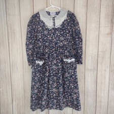 Vintage Dainty Floral Cottage Core Dress Lace Prairie Gunnie Sac STYLE Girls 8