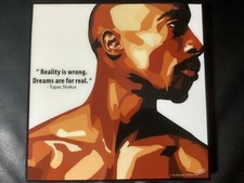 Bild POP ART  2Pac Tupac Shakur Makaveli, RAP, Poster im Holzrahmen 25x25cm NEU