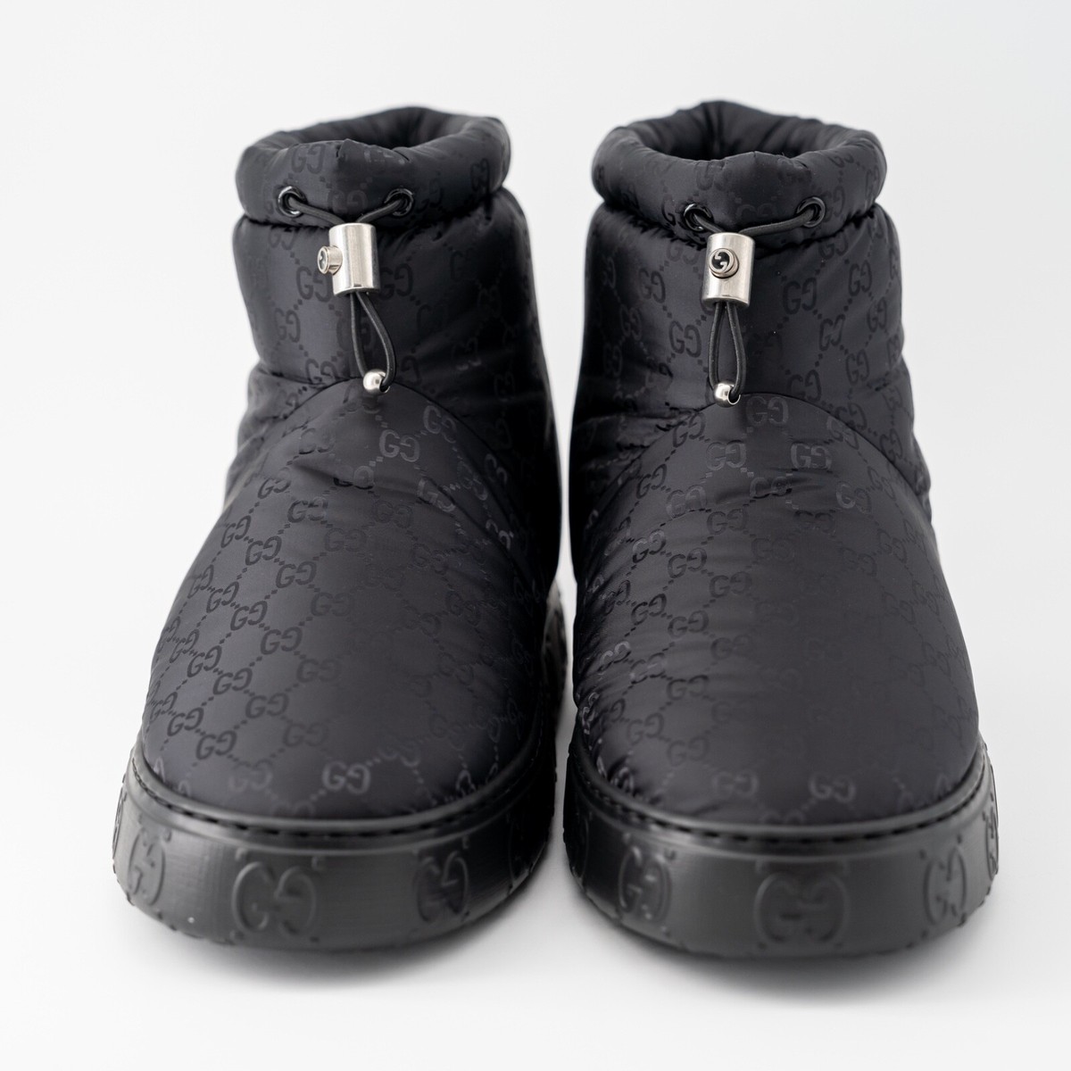 size 9G - Gucci GG Nylon Jacquard Ankle Boots Black Padded