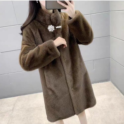 Ladies' standing collar thick fur coat - Picture 18 of 29
