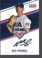 2018 USA Stars & Stripes College Signatures Black Ink #NS Nick Sprengel 183/499