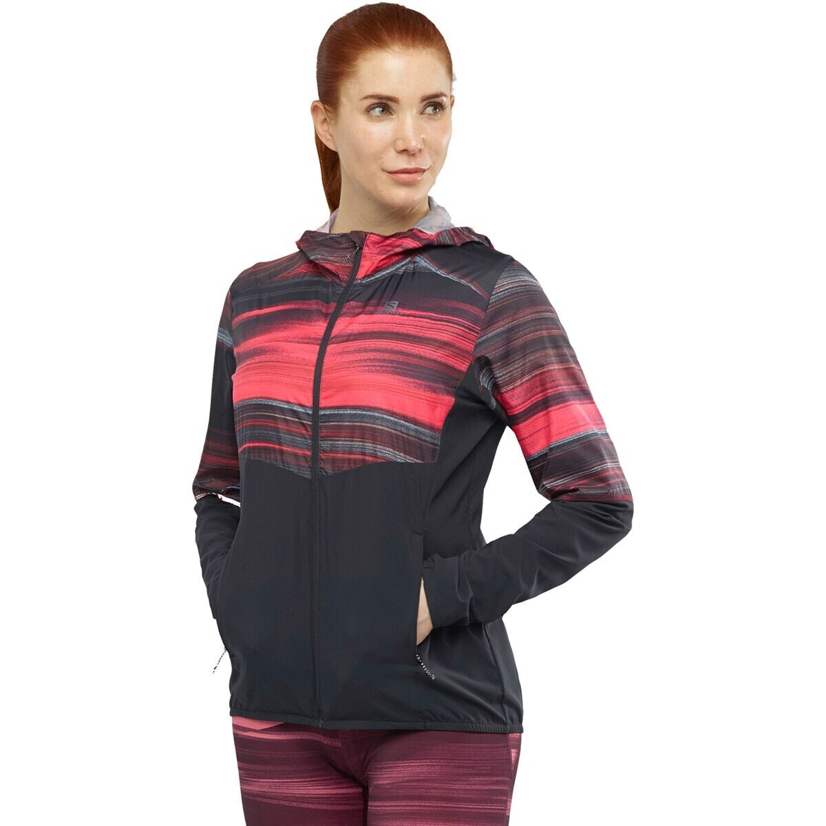 NUOVA DONNA SALOMON AGILE FULL ZIP FELPA CON CAPPUCCIO CICLISMO BICICLETTA GIACCA A VENTO GRANDE