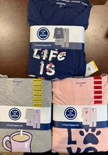 Life is Good Ladies Long Sleeve, Short and Pant, 3 Piece PJ Set Large
