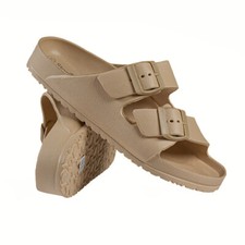 LADIES EVA ADJUSTABLE DOUBLE BUCKLE LIGHTWEIGHT WOMENS SLIDERS SANDALS FLIP FLOP