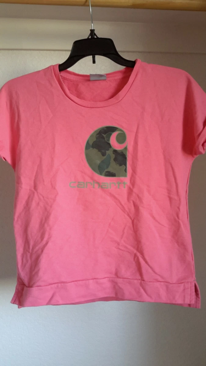 Carhartt Kids Size L(12) Pink Short Sleeve T-shirt Logo 100% Cotton Pre-owned