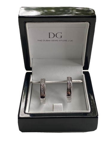 White gold finish Round Cut Hoop created diamond earrings Gift Boxed Free Post - 第 4/5 張圖片