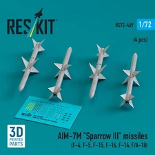 AIM-7M "Sparrow III" missiles 4pcs for Scale Model Kit 1:72 ResKit RS72-0459