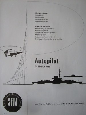 4/1962 PUB SFIM AUTOPILOT HELICOPTER AUTOPILOT HUBSCHRAUBER DEUTSCHE ANZEIGE