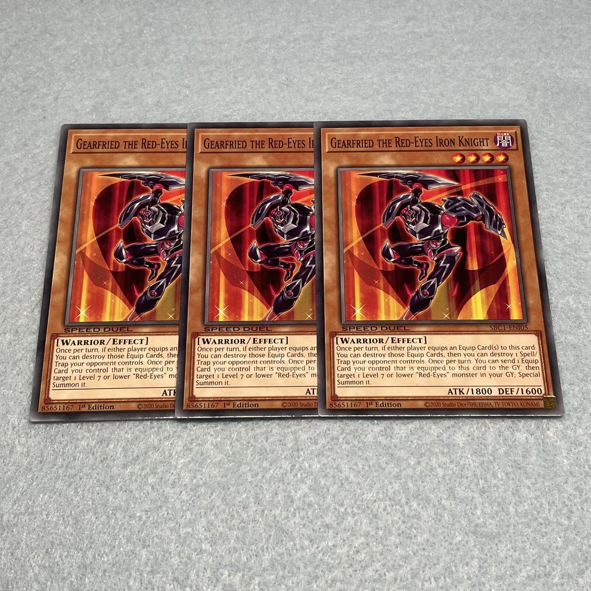 Yugioh Gearfried the Red Eyes Iron Knight 1st Edition 3 Card Set 