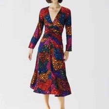 NEW Farm Rio Rainbow Hearts Lenzing™ Ecovero™ Viscose Midi Dress Size L #D6734