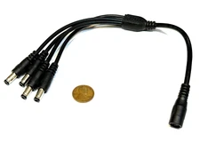 Connector 5.5mm x 2.1mm DC Power Splitter Cable Adapter 1 to 4 Way 5v 6v 12v E85