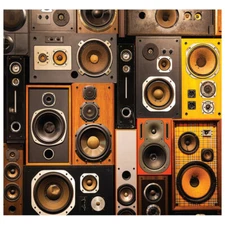 WALL OF SPEAKERS BACKDROP 2-Piece CARDBOARD CUTOUT Standups Standees Stereo Room