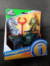 Fisher Price Imaginext Jurassic World Park Worker ATV Shoots Catch Pole NEW