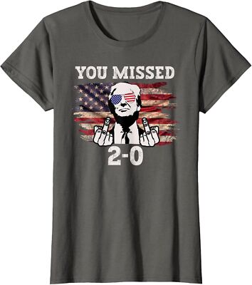 You Missed Again US Flag Theme 2-0 Up Trump Ladies' Crewneck T-Shirt
