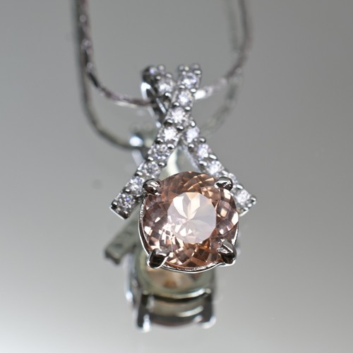 2 Ct Natural Padparadscha sapphire Pendant in 925 Silver Diamond Necklace