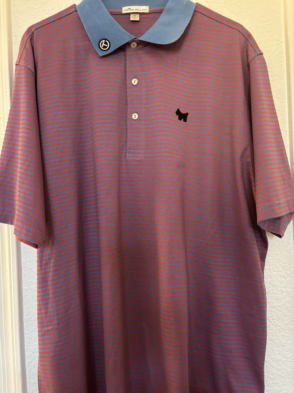 Peter Millar/Scotty Cameron Tour Men's Polo XL Blue/Red Striped Short Sleeve
