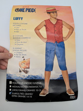 Netflix One Piece Luffy Youth Costume Vest Shorts Hat Spirit Designs XL 14-16