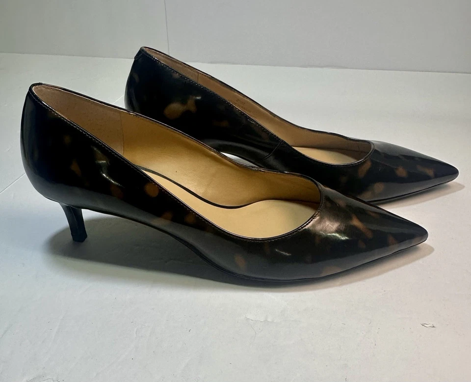 Zapatos de salón Talbots talla 8,5 M marrón estampado de caparazón de tortuga tacones de cuero superior Foto 3 de 4