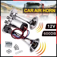 Super Loud Train Electric Air Horn 600DB Dual Trumpets Car Truck Boat RV Speaker