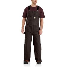 Carhartt 104031 - Men's Washed Duck Bib Overalls Dark Brown - Quilt Lined 3XLT