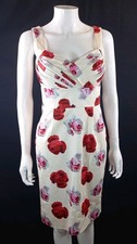 Hobbs Invitation Rose Floral Print Sweetheart Party Dress Size 8 Cotton Stretch