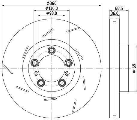 HELLA 8DD 355 133-661 BRAKE DISC Front LH (SINGLE)