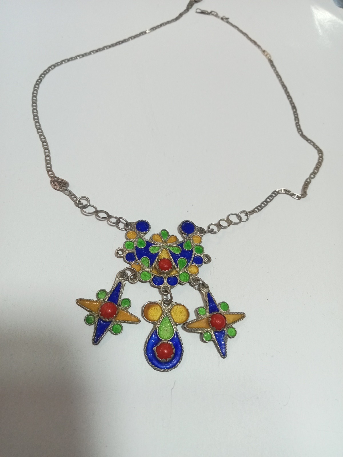 Antique Traditional Solid Silver Necklace Jewelry… - image 4