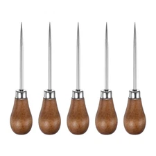 5pcs Handwork Sewing Awl Single Gourd Leather Punch Hole Set,  Log Color