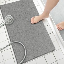 Shower Mat Non Slip Without Suction Cups, 32x17 Inch, PVC Loofah Bath Mat for...