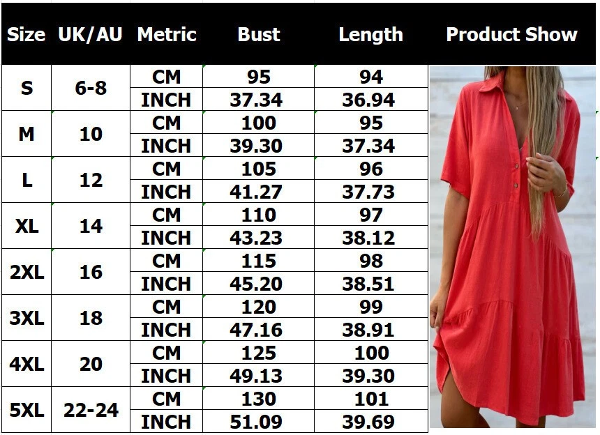 Ladies PLUS SIZE Baggy Ruffle Short Sleeve Dress Summer Beach Button V Neck Tops - image 2 of 4