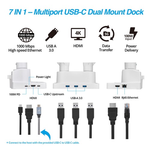 Dual 17”-38" Monitor Arm Desk Mount with 17" Laptop Tray and USB-C Docking St... - 第 3/9 張圖片