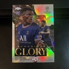 2022 Topps Chrome UEFA NUNO MENDES Chasing Glory RC Rookie Card. rookie card picture